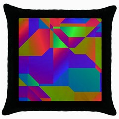 Colorful Gradient Shapes Throw Pillow Case (black) by LalyLauraFLM