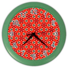 Lovely Orange Trendy Pattern  Color Wall Clocks by GardenOfOphir