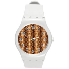 Faux Animal Print Pattern Round Plastic Sport Watch (m) by GardenOfOphir