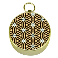 Faux Animal Print Pattern Gold Compasses