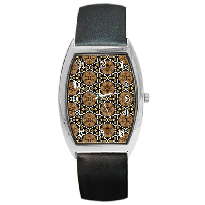 Faux Animal Print Pattern Barrel Metal Watches