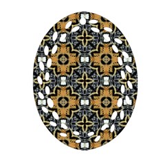 Faux Animal Print Pattern Oval Filigree Ornament (2-side) 