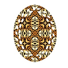 Faux Animal Print Pattern Oval Filigree Ornament (2-side) 