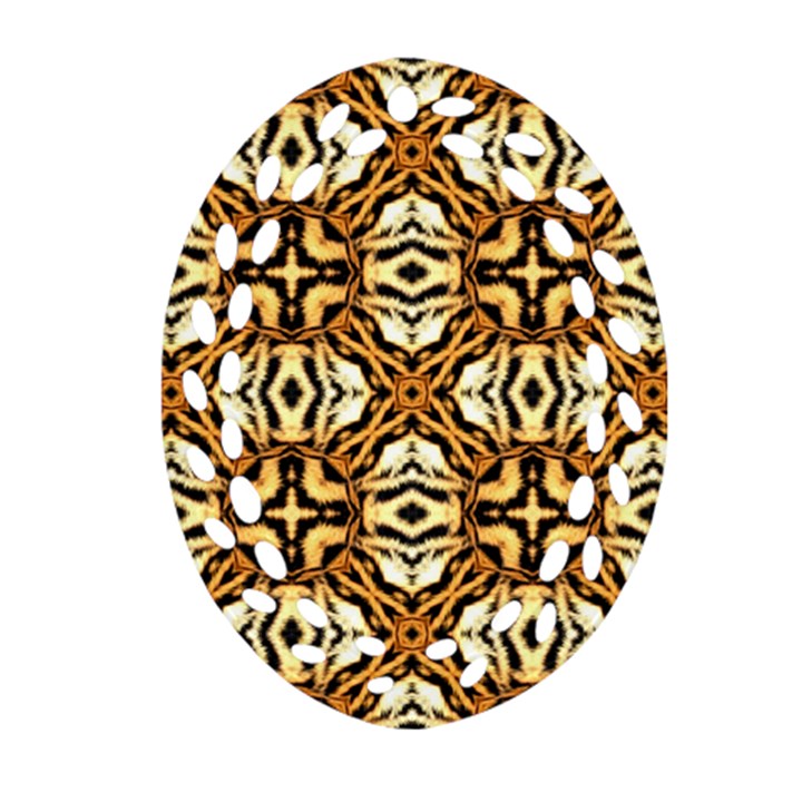 Faux Animal Print Pattern Oval Filigree Ornament (2-Side) 