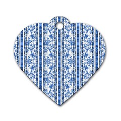 Chinoiserie Striped Floral Print Dog Tag Heart (one Side) by dflcprints