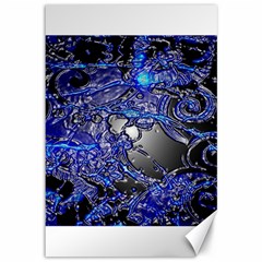 Blue Silver Swirls Canvas 12  X 18   by LokisStuffnMore