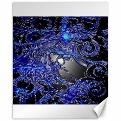 Blue Silver Swirls Canvas 16  X 20   by LokisStuffnMore