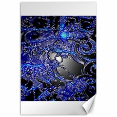 Blue Silver Swirls Canvas 24  X 36  by LokisStuffnMore