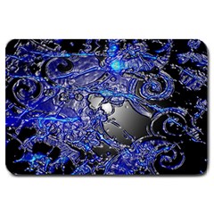 Blue Silver Swirls Large Doormat  by LokisStuffnMore