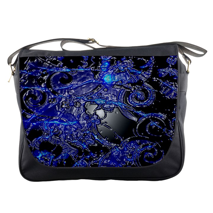 Blue Silver Swirls Messenger Bags