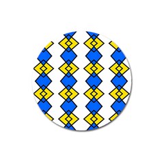 Blue Yellow Rhombus Pattern Magnet 3  (round) by LalyLauraFLM