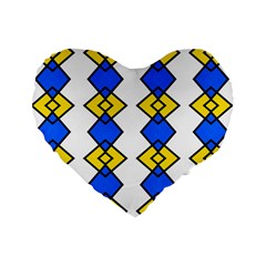 Blue Yellow Rhombus Pattern Standard 16  Premium Heart Shape Cushion 