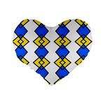 Blue yellow rhombus pattern Standard 16  Premium Heart Shape Cushion  Back