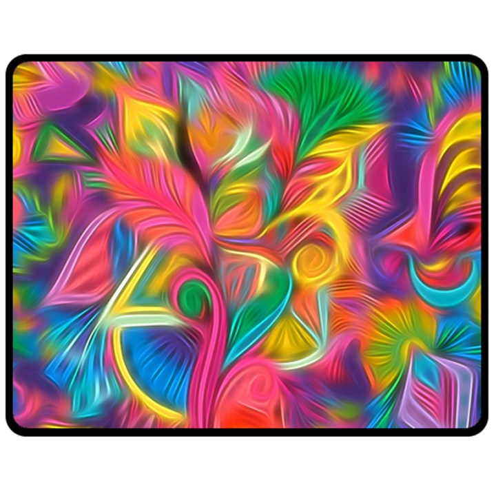 Colorful Floral Abstract Painting Fleece Blanket (Medium)