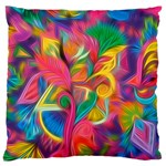 Colorful Floral Abstract Painting Large Flano Cushion Case (Two Sides) Back