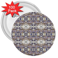 Oriental Geometric Floral Print 3  Buttons (100 Pack)  by dflcprints