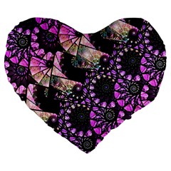 Hippy Fractal Spiral Stacks Large 19  Premium Flano Heart Shape Cushions by KirstenStar