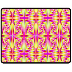 Pink And Yellow Rave Pattern Double Sided Fleece Blanket (medium)  by KirstenStar