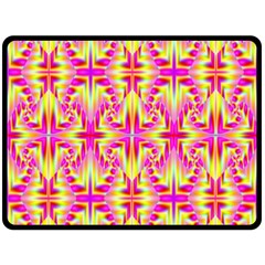 Pink And Yellow Rave Pattern Double Sided Fleece Blanket (large)  by KirstenStar