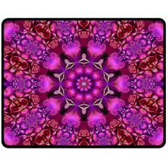 Pink Fractal Kaleidoscope  Fleece Blanket (medium)  by KirstenStar