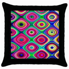 Psychedelic Checker Board Throw Pillow Cases (black) by KirstenStar