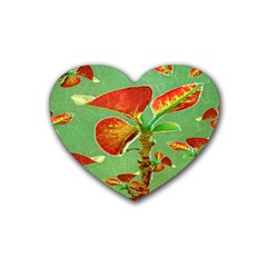 Tropical Floral Print Heart Coaster (4 Pack)  by dflcprints