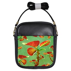 Tropical Floral Print Girls Sling Bags by dflcprints