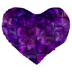 Purple Square Tiles Design Large 19  Premium Flano Heart Shape Cushions