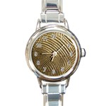 Brushed Gold 050549 Round Italian Charm Watches Front