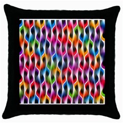 Rainbow Psychedelic Waves  Throw Pillow Cases (black) by KirstenStar