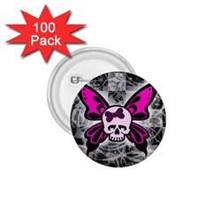 Skull Butterfly 1 75  Buttons (100 Pack) 