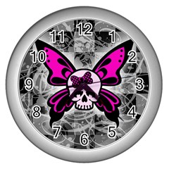 Skull Butterfly Wall Clocks (silver) 