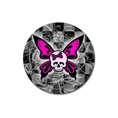 Skull Butterfly Magnet 3  (round)