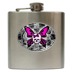 Skull Butterfly Hip Flask (6 Oz) by ArtistRoseanneJones