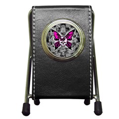 Skull Butterfly Pen Holder Desk Clocks