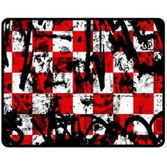 Emo Checker Graffiti Double Sided Fleece Blanket (medium)  by ArtistRoseanneJones