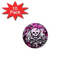 Pink Skull Splatter 1  Mini Magnet (10 Pack) 