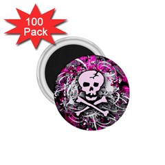 Pink Skull Splatter 1 75  Magnets (100 Pack) 