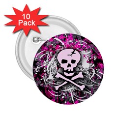 Pink Skull Splatter 2 25  Buttons (10 Pack) 