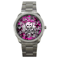 Pink Skull Splatter Sport Metal Watches