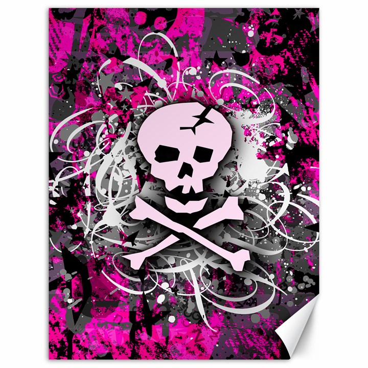 Pink Skull Splatter Canvas 12  x 16  