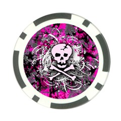 Pink Skull Splatter Poker Chip Card Guards