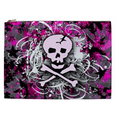 Pink Skull Splatter Cosmetic Bag (xxl) 