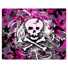 Pink Skull Splatter Double Sided Flano Blanket (medium)  by ArtistRoseanneJones