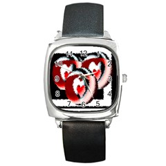 Heart Time 3 Square Metal Watches