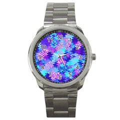Blue And Purple Marble Waves Sport Metal Watches by KirstenStar