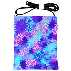 Blue And Purple Marble Waves Shoulder Sling Bags by KirstenStar