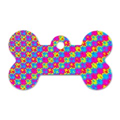 Crazy Yellow And Pink Pattern Dog Tag Bone (two Sides) by KirstenStar