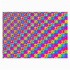 Crazy Yellow And Pink Pattern Large Glasses Cloth (2-side) by KirstenStar