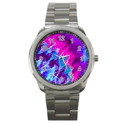 Stormy Pink Purple Teal Artwork Sport Metal Watches by KirstenStar